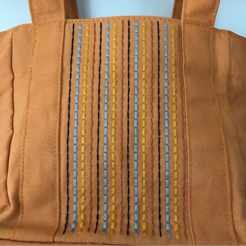 L’OCCITANE Striped Canvas Makeup Travel Tote Bag Embroidered Lined 15x9x7 - Picture 6 of 17